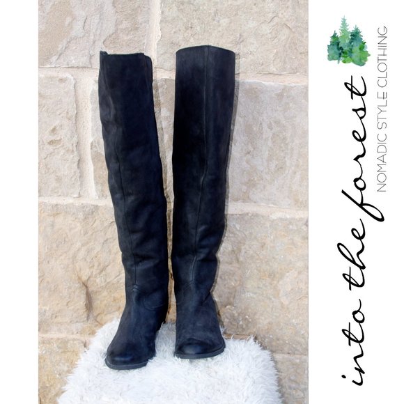 Naughty Monkey Shoes - Naughty Monkey Over the Knee Tall Black Leather Zipper Boots with Brads Size 9.5